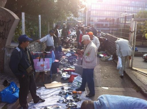 Les biffins selling their reclaimed materials at the Marche aux Puces (Street Market) in Paris.