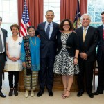 Nohra Padilla and other Goldman Environmental Prize winners meet President Barack Obama at the White House. Photo credit: Goldman Prize.