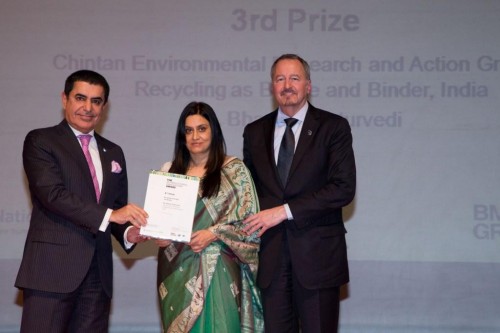 Chintan receives the UN Intercultural Innovation Award. Photo credit: Chintan.