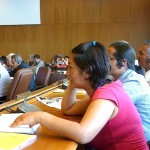 Nohra Padilla speaking at the Workers' Committee. Photo: Lucia Fernandez.