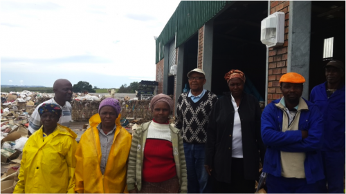 Members of the Vusanani Environmental Project Primary Cooperative in front of the MRF. Photo: groundwork