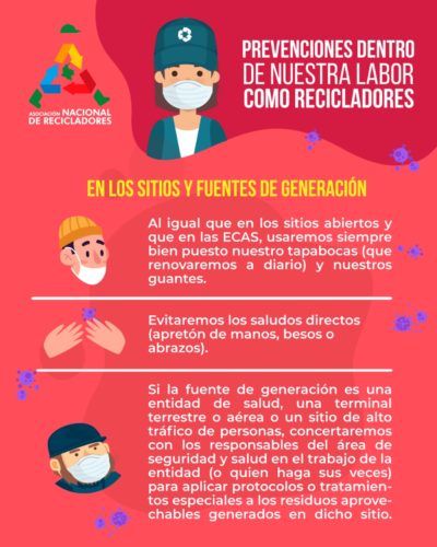 Prevención coronavirus COVID-19 en sitios fuente de generación. ANR Colombia.