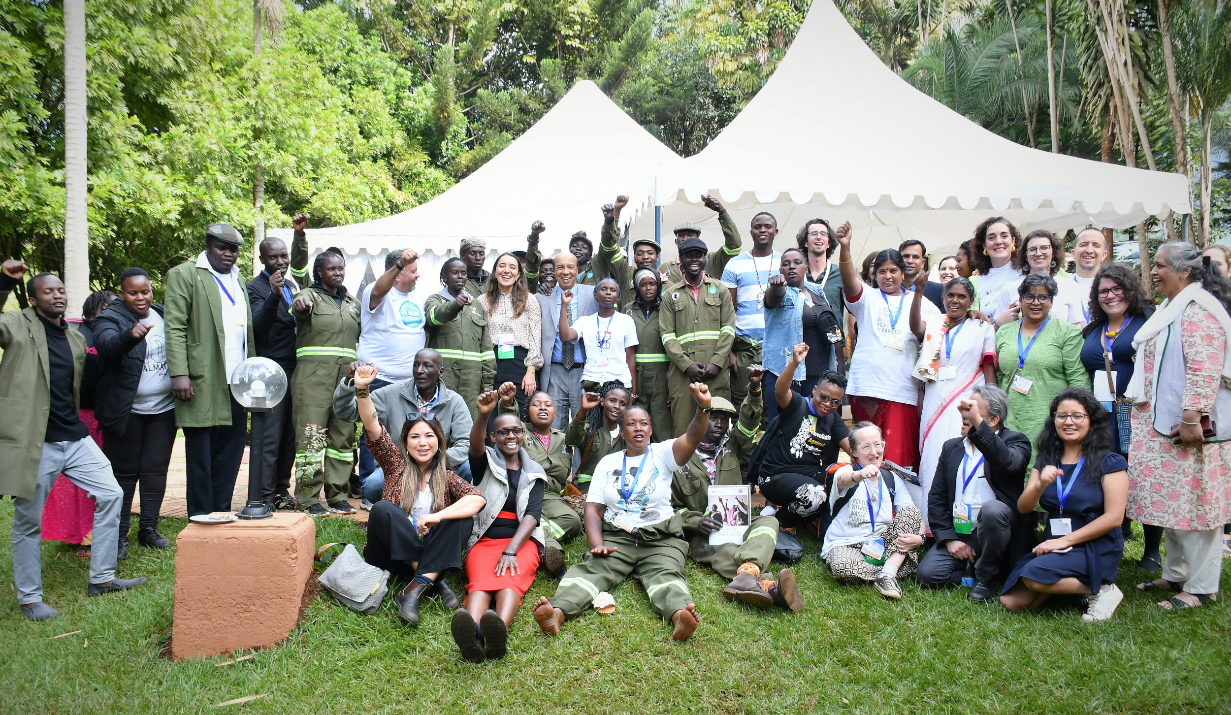 IAWP delegation, waste pickers from Nairobi group photo at Brazilian embassy after the event on Just Transition on November 15th in Nairobi.