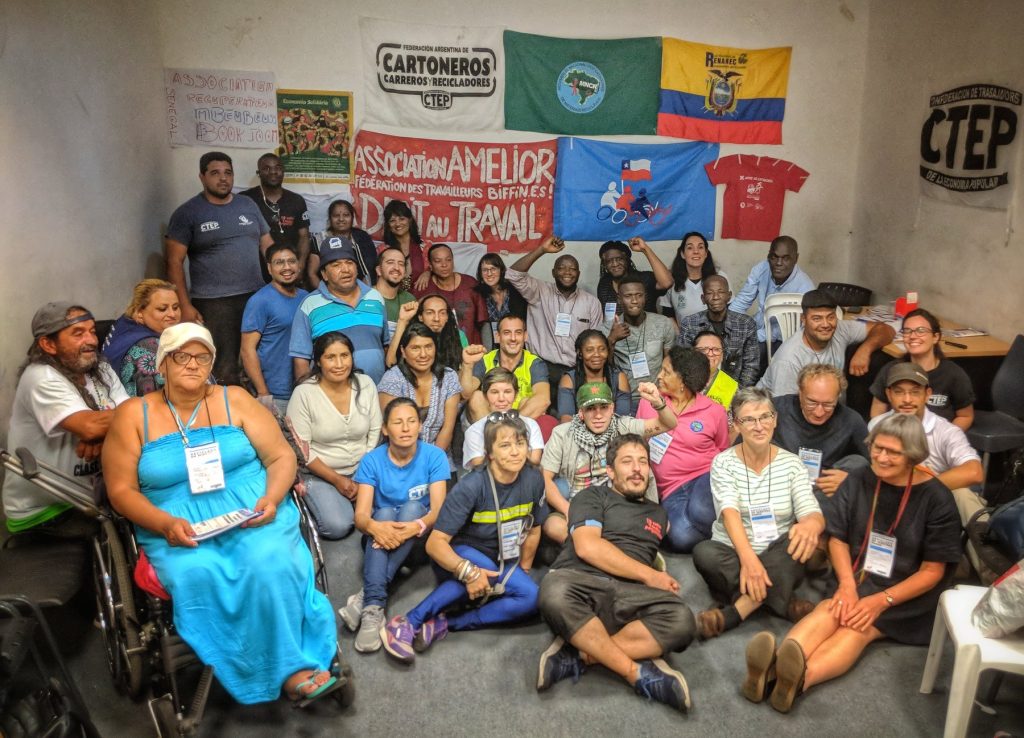 Group photo of Global exchange of waste pickers held in Buenos Aires, Argentina in 2018.